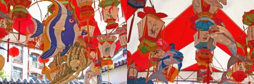 Farolillos con formas de peces en el Festival de las Linternas de Nagasaki
