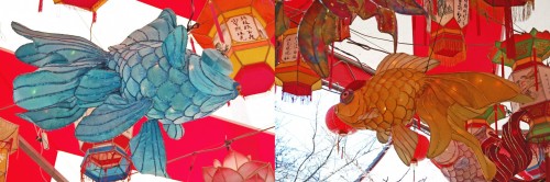 Farolillos con formas de peces en el Festival de las Linternas de Nagasaki