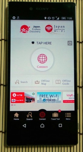 Aplicación Japan Connected para conectarse a redes WiFi públicas con un único registro.