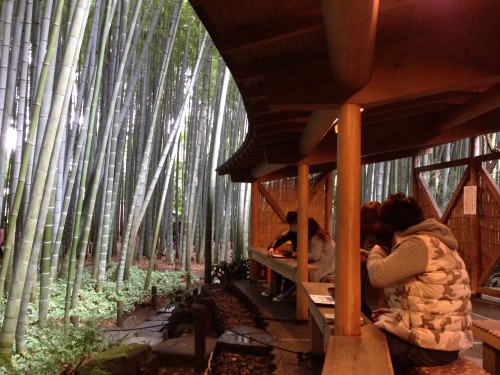 Thé dans un restaurant au milieu des bambou du temple Hokokuji à Kamakura