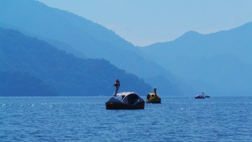 Pédalo-cygne sur le lac Chūzenji à Nikko
