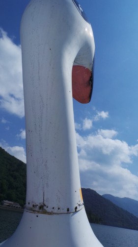Pédalo en forme de cygne sur le lac Chūzenji à Nikko