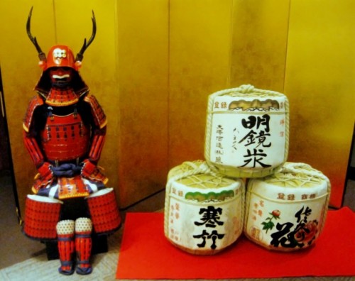 Barils traditionnels de saké, Tokyo, Japon.