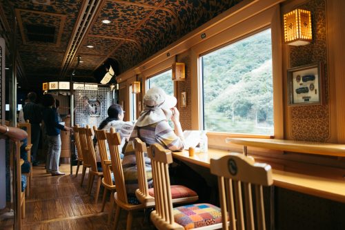Inside Kawasemi Yamasemi Train, Kumamoto Prefecture, Kyushu, Japan