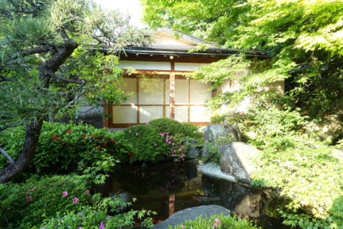Japanese garden at Ryokan Shinsen in Takachiho.