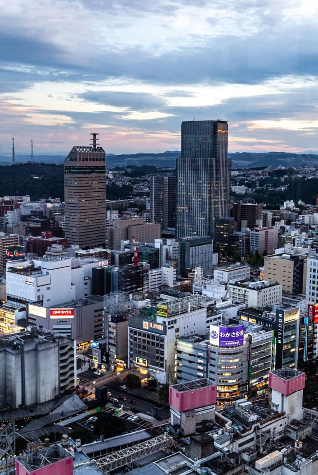 La ville de Sendai vue d'en haut