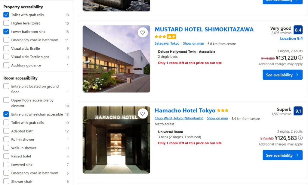 Réserver des chambres PMR au Japon