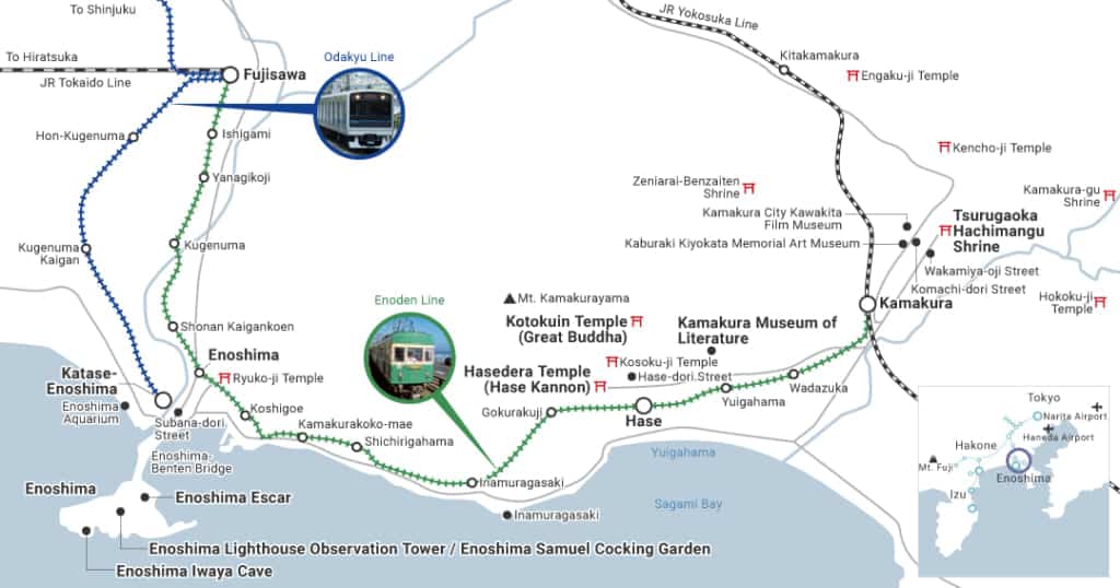 Mappa della copertura dell'Enoshima-Kamakura Freepass