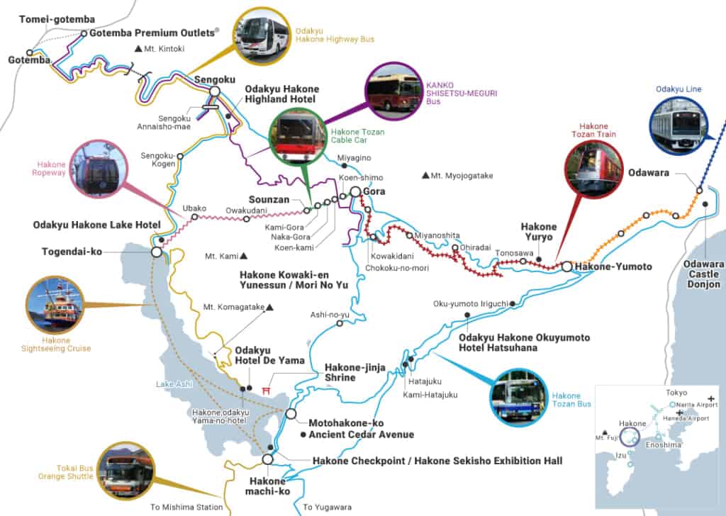Mappa della copertura dello Hakone Freepass