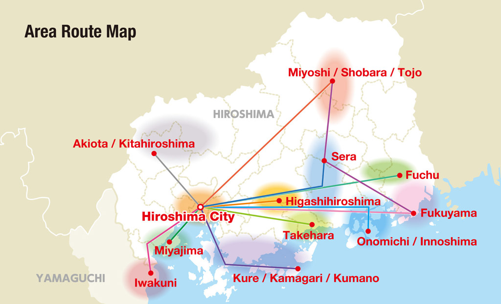 Mappa dell’Hiroshima Wide Area Pass