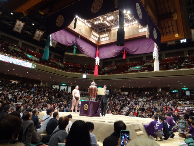 A Sumo tournament in Japan. 