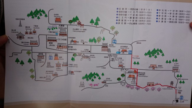 Map marked by more than one temple, Himeji shoshasan hiking trail