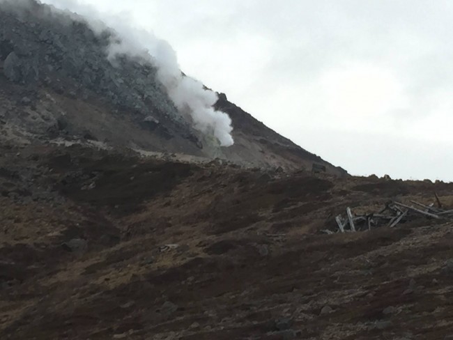 Steam filtering through the mountain, Mount Nasu, five volcano peaks within Nikko