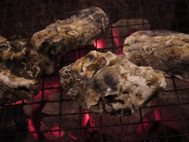 A Hiroshima delicacy, seafood popping out to port