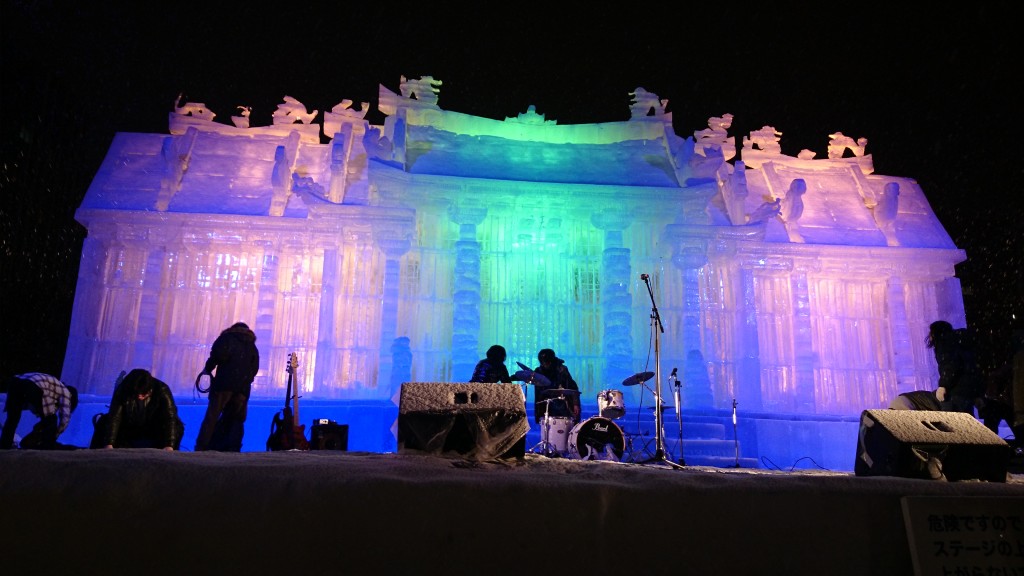 Light show at the ice sculpture in Odori Park