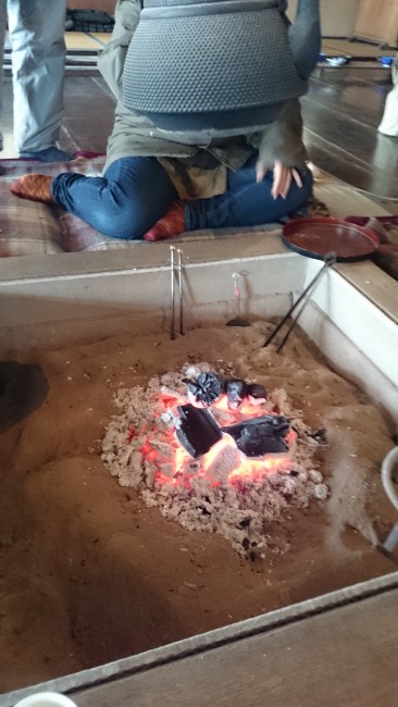 fireplace and tea at Hokkaido Village Museum