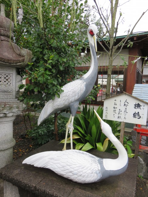 crane statue at a local shrine in Izumi Japan