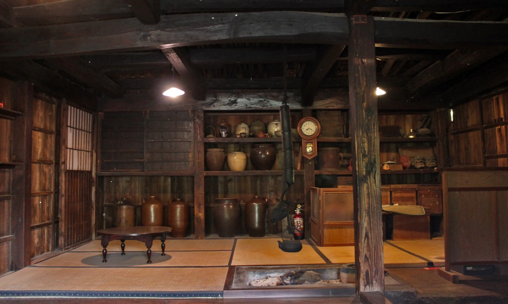 Traditional tea house interior in the samurai heritage village of Chiran.