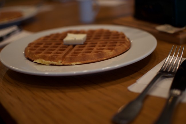 waffles served in a cafe