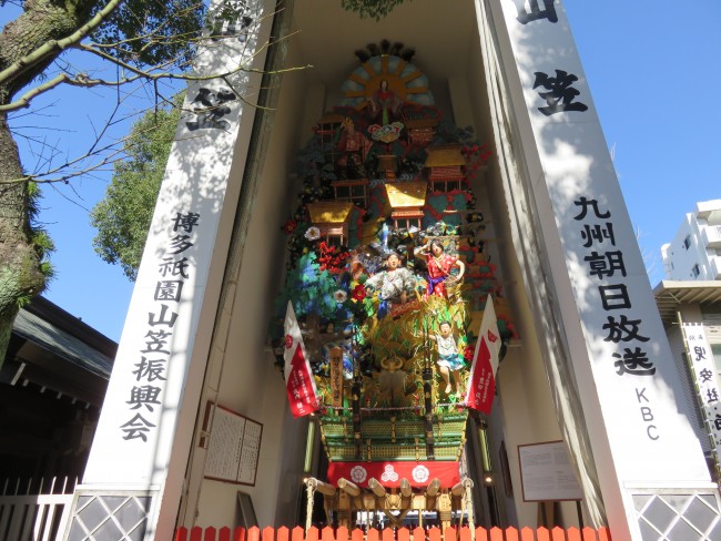 Famous Fukuoka Gion festival portable shrine at Kushida Shinto shrine