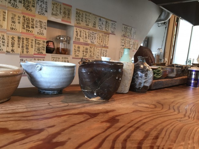 The Kamakura soba restaurant at Fukuya, sake cups