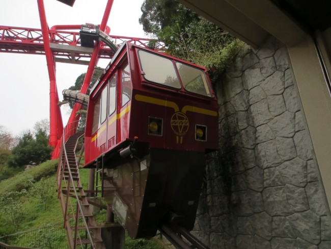 Monorail in Nakao castle park takes visitors up the mountain