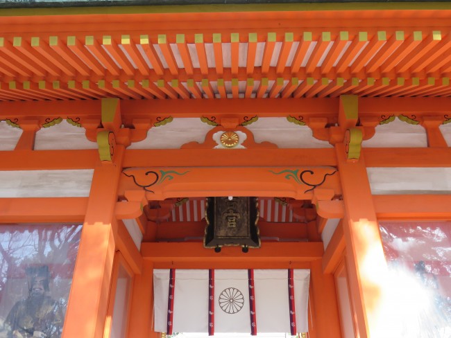 Sumiyoshi shrine main gate facing nature environs amidst otherwise bustling Hakata, Fukuoka