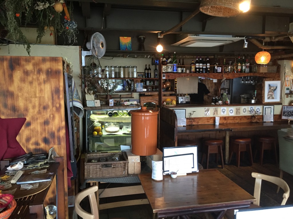 Interior layout at Magokoro cafe providing vegan hemp products, Kamakura