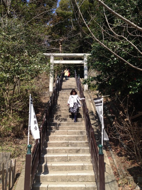 steps lead to the Shirahata shrine, which is the resting place of Yoritomo, an important site in history