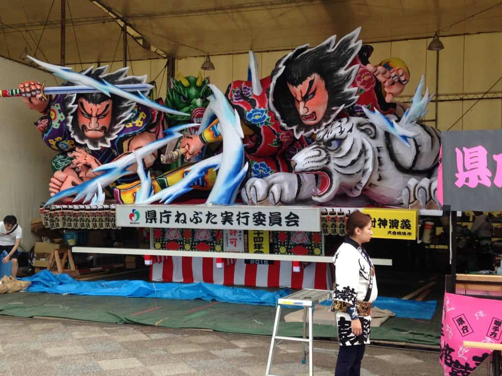 Colorful float like art at the Nebuta Matsuri Festival.