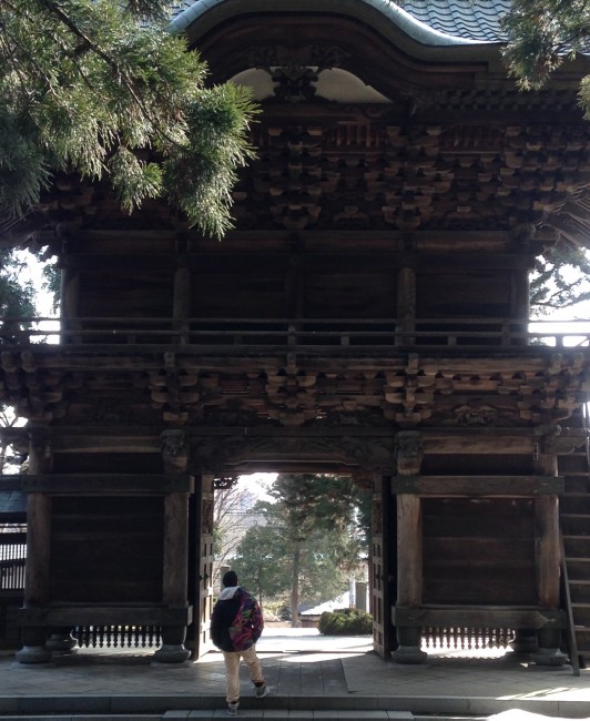 Gate of Buddhist temple in Morioka.