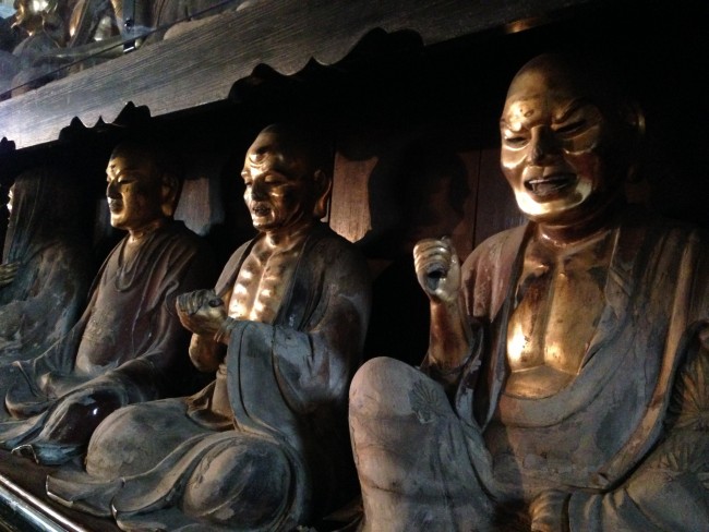 Buddhist statues at a temple in Morioka.