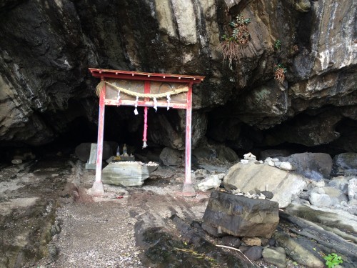 Shrine on cliffs in Miura