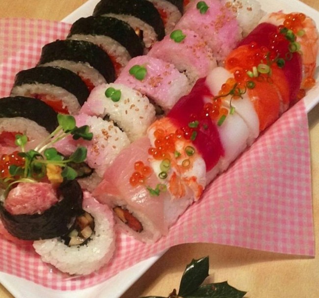 Deliciously savory sushi roll, a recipe of historic preservation