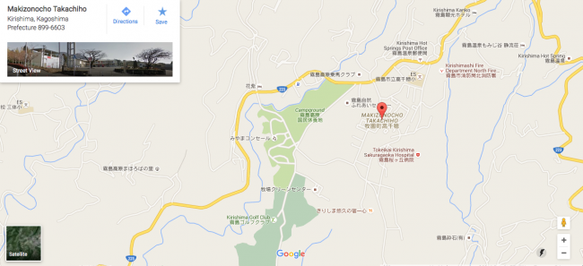 Map to get to Marunotaki waterfall and nature in Kagoshima.