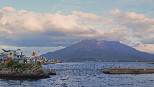 View of the bay with nature, from the island of Sakurajima.