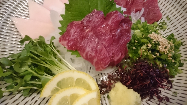 Famous Kyushu dish, horse sashimi