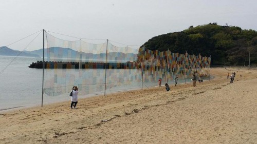 art on Honjima in Setouchi Japan , during the festival open seasons, the volunteers are busy doing all kinds of interesting work