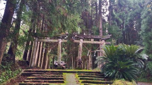 Torii gate in Minamisatsuma before going to Minamikata shrine in Kagoshima.