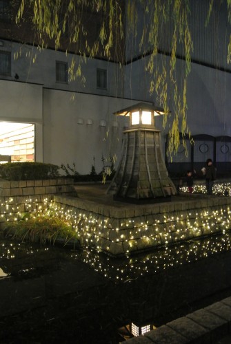 Harimayabashi area at night in Kochi, Shikoku.