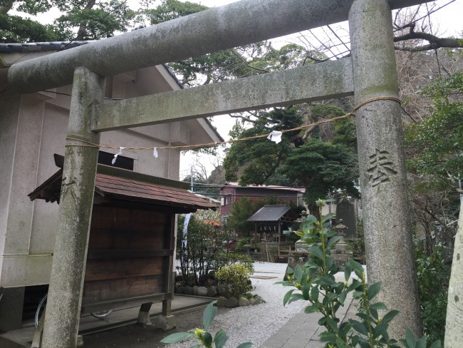 Shinto Torii gateway before Goryo Shrine, one among the shrine and temple multitude within Kamakura 
