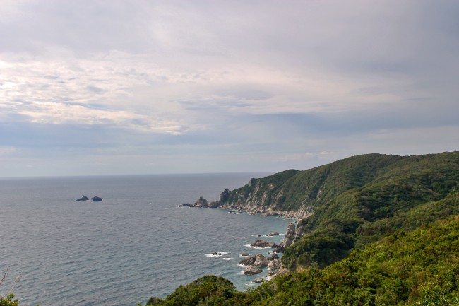 View of green nature cliff scenery of Kagoshima.