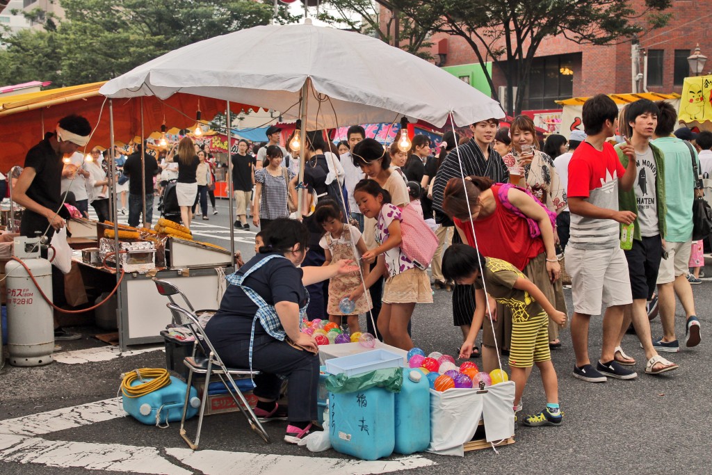 Stall at Rokugatsudo festival in Kagoshima.