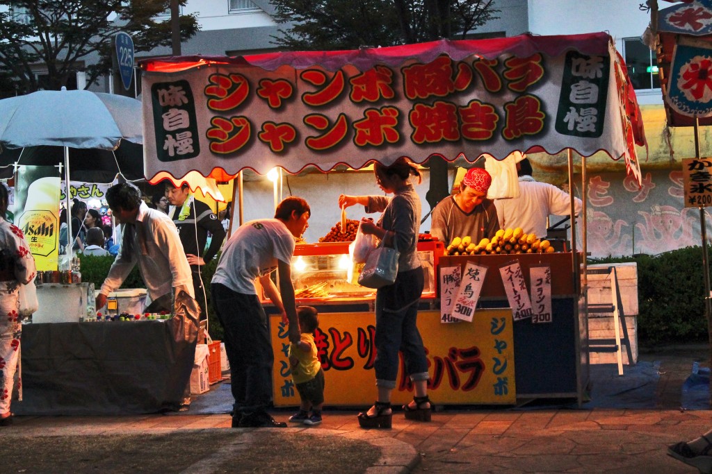 Stall at Rokugatsudo festival in Kagoshima.