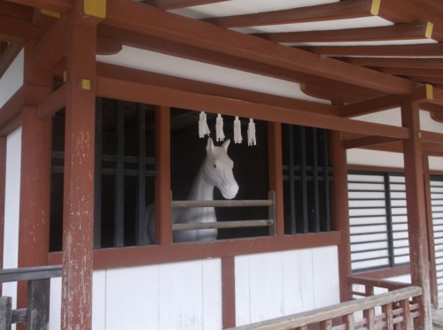 horse statue in Shinto shrine at Miyajima Island