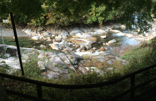 river that runs along the hostel in Nikko