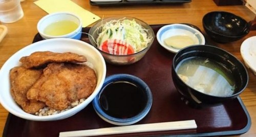katsudon set lunch at restaurant in Fukui