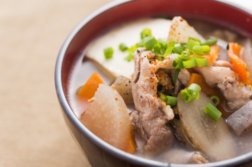 A miso soup with pork