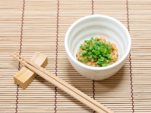 Freshly-stirred Japanese natto, sans recipe 