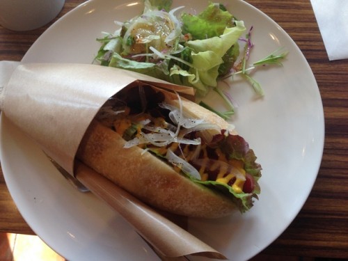 sandwich and side salad meal sold in cafe in Okayama